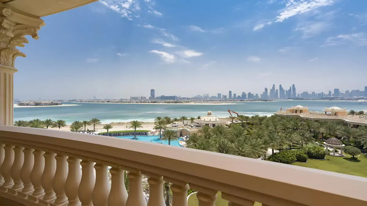 Raffles The Palm — hotel setting: terrace view across the Arabian Gulf